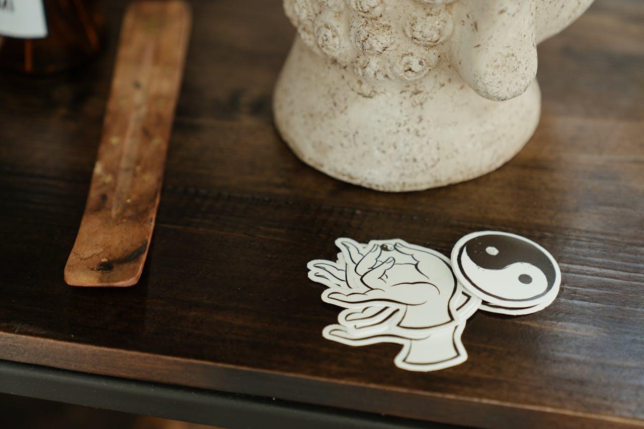 An image of a yin and yang sticker.
