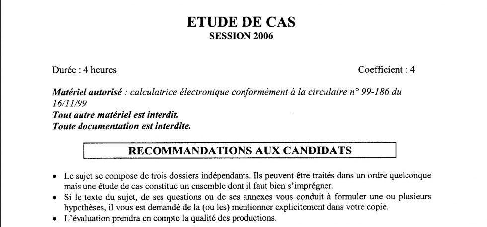 Sujet et corrigé BTS assistant de direction - étude de cas 2006